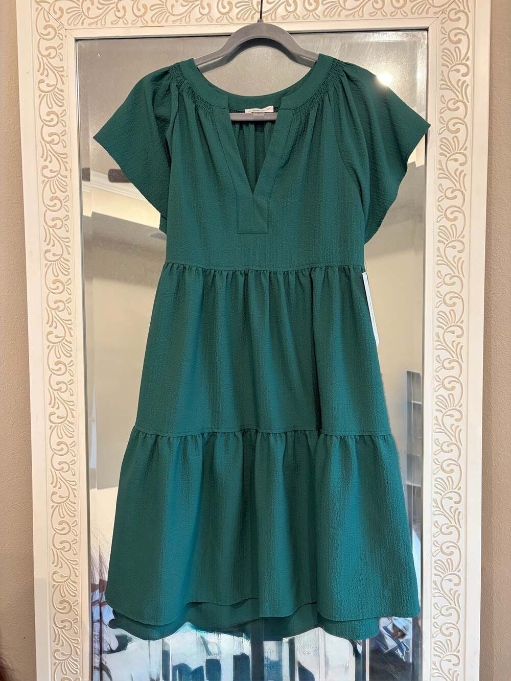 Calvin Klein Women's Split-Neck Tiered A-Line